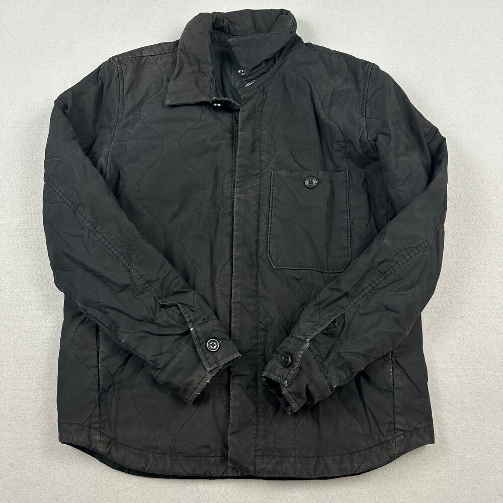 Everlane Jacket Men Small Black Solid Quilted Cotton Chore Overshirt Padded S *
